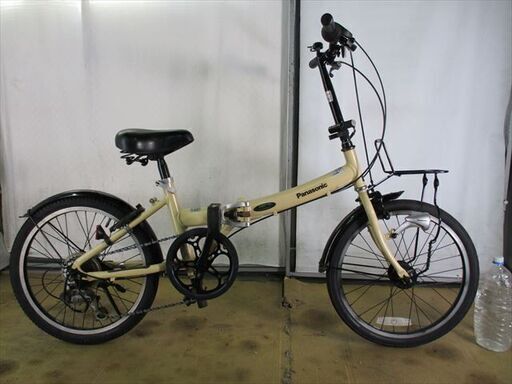 C401★￥15800★整備済み 中古折りたたみ自転車 【20インチ　パナソニック　アイボリー　アルミフレーム 】