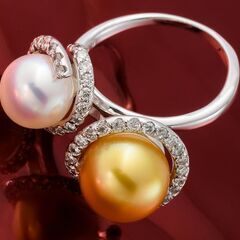 K18WG 南洋パール・アコヤパール・ダイヤモンド 指輪 品番r22-259