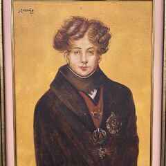 模写】 小磯良平 [英雄の肖像] 油彩画 サイン有 ガラスなし 肉筆 洋画