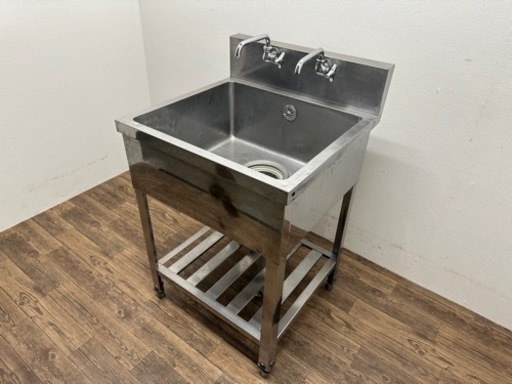 訳あり　業務用　ステンレス　１槽シンク流し台　蛇口付き　店舗　飲食店　W６００ｘD６００ｘH８００ｍｍ