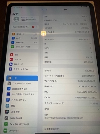 iPadPro 第2世代 11インチ Wi-Fi + Cellular256GB