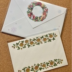 リース模様封筒🎄花柄カード