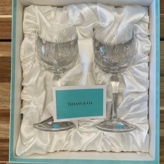 【未使用】Tiffany ペアワイングラス　フローレット