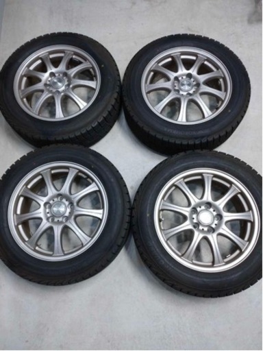 受付終了 美品 17インチアルミ&スタッドレス バリ山4本セット 215 60