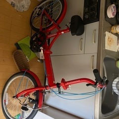 折りたたみ自転車　レッド