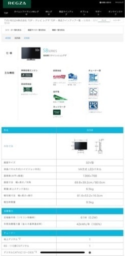 【中古】東芝 32V型 液晶 テレビ 32S8 ハイビジョン