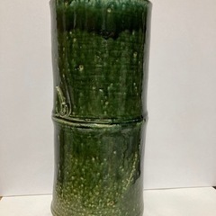 大きめ 織部焼き 竹の形の花器