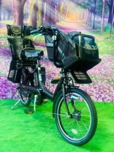 ❹ 4533子供乗せ電動自転車ブリヂストン3人乗り新品20インチ良好バッテリー