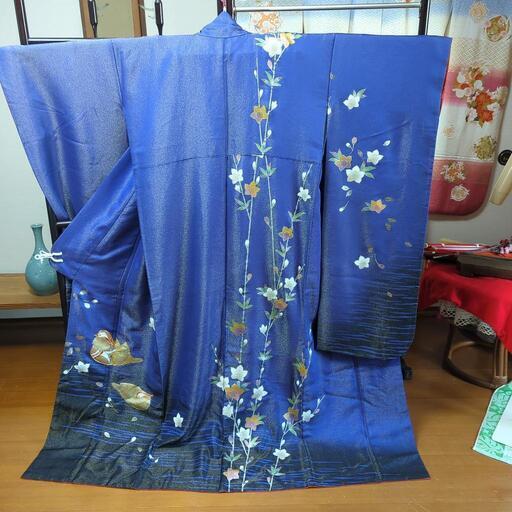 正絹 振袖 鴛鴦 金駒刺繍 桔梗 金ラメ お祝い 成人式 卒業式 入学式