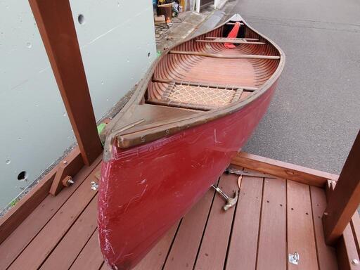 引き渡し限定の輸入品カナディアンカヌー赤内側はwood