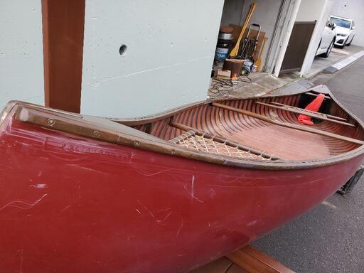 引き渡し限定の輸入品カナディアンカヌー赤内側はwood