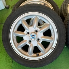 引き取り希望 ダイハツやハブ径54㎜の軽自動車に！ミニライト！4.5J 14インチ +45 100/4H 165/55R14 サマータイヤ付き４本SET