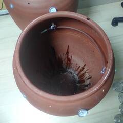 引き取り専用】焼き芋壺／信楽焼き／保温用皿・専用木製フタ・ホルダー