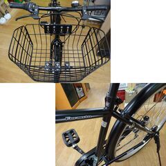 美品 自転車 27インチ  6段変速 鍵 カゴ ライト ベル付き DCM パンクしにくい自転車 FERMATA ブラック 西岡店
