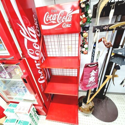 9/19コカ・コーラ/Coca-Cola 什器 3段 レッド ディスプレイ 店舗用 レトロ