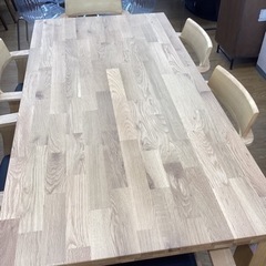 KL-49【新入荷　アウトレット】テーブル:オーク無垢材　ダイニング7点セット　ナチュラル