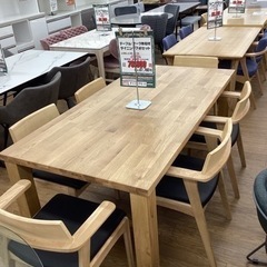 KL-49【新入荷　アウトレット】テーブル:オーク無垢材　ダイニング7点セット　ナチュラル