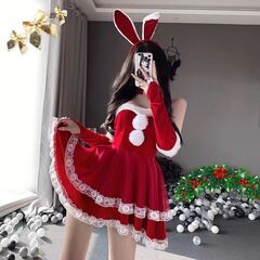 (新品)クリスマスメイド服 うさぎ耳ワンピース