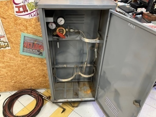 移動式ガス溶断器セット　中型切断器+ガス着火ライター+移動ボンベ保管BOX+その他