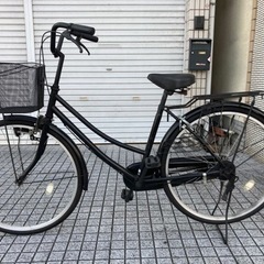 【ネット決済・配送可】【26インチ自転車】変速なし　前後タイヤ新...