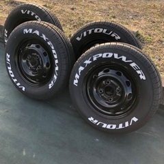 『✨ホワイトレタータイヤ✨』ホイール付 【 MAX POWER 】バリ溝！12インチ，中古タイヤ. ホイール 4本セット❗️