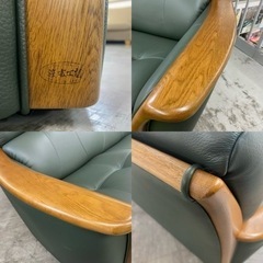 【愛品館 江戸川店】浜本工芸 本革3Pソファ ID：156-018876-007