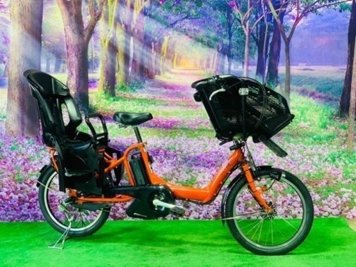 ❷ 4647子供乗せ電動自転車ブリヂストン3人乗り新品20インチ良好バッテリー
