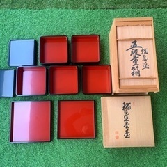 輪島塗 光栄堂製 高級 五段重（蓋2枚）＋ 入れ子の塗盆