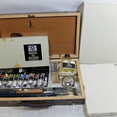 画材セット☆ミニキャンバス2枚 油絵の具 溶き油 絵筆 パレット...