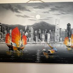 絵画　香港　ビクトリア・ハーバー