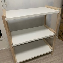【美品】IKEA 棚　チェスト　ホワイト　木目調　組み立て済み　...