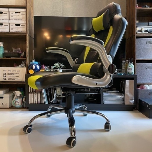 ゲーミングチェア　オフィスチェア 作業椅子　グリーン　リクライニング 座高調節可