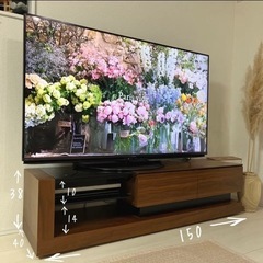 テレビボード　150 テレビ台　木目　木製　ガラス　ブラウン　ナ...