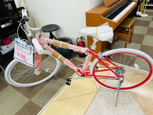 1年保証!!未使用!! 21Technology(21テクノロジー) クロスバイクシマノ製6段変速ギア レッド×ホワイト