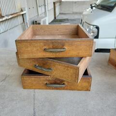 古いタンスの引き出し　小引き出し　木製箱　3個