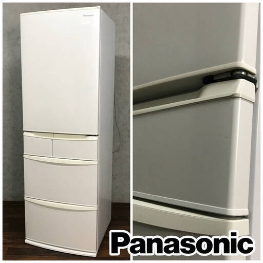 pa2/67 Panasonic ノンフロン冷凍冷蔵庫 NR-ETR438-W 2014年製 426L パナソニック 冷蔵庫 スリム5ドア ハーモニーホワイト 家電