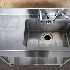 【ヤ取終了4/5】≪y503≫極美品 タニコー ステンレス 作業台付 一槽シンク/流し台 TRE-1SB-945L フラット縁 厨房/飲食店 41210-02