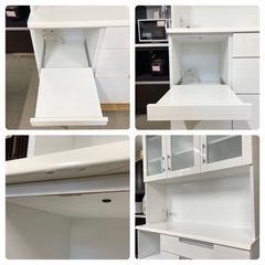 【超美品‼️】ニトリ 120cm幅キッチンボード 食器棚 収納家具 艶あり木目調ホワイト♪