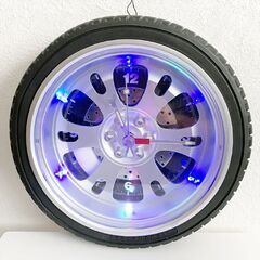 【無料】アルミホイール･タイヤ型 壁掛け時計 LED発光