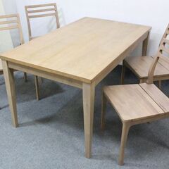 シギヤマ 北欧テイストダイニング5点セット 幅1350 テーブル＋チェア×4脚 ナチュラル オーク シンプル 中古家具 店頭引取歓迎 R6725)