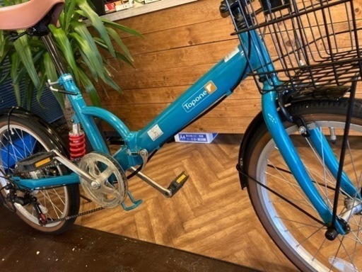 カゴ・サスペンション付き】6段変速 20インチ折りたたみ自転車 ターコイズ