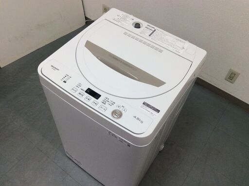 （8/10受渡済）JT5828【SHARP/シャープ 4.5㎏洗濯機】美品 2021年製 ES-GE4E 家電 洗濯 簡易乾燥付