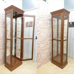 美品 三越家具 Brugge ブルージュ スリム ガラス キャビネット 