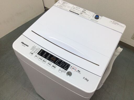 （12/19受渡済）JT5925【Hisense/ハイセンス 5.5㎏洗濯機】極美品 2021年製 HW-K55E 家電 洗濯 簡易乾燥付