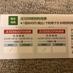 JEXER(ジェクサー)フィットネスクラブ株主優待割引利用券2枚