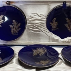 [新品未使用] 深川製　飾り皿5枚組　富士乃しるべ　昭和ヴィンテージ