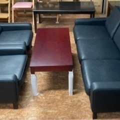 カリモク 3人掛けソファ 1人掛けソファ 応接3点セット 中古