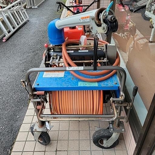 鹿児島発！！　オリンピア自走自動整列ガソリンエンジンセット動噴G420 畦畔ノズル付き 日置市　伊集院町 鹿児島発！！ オリンピア自走自動整列ガソリンエンジンセット動噴G420