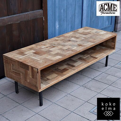 ACME Furniture(アクメファニチャー)のTROY(トロイ)コーヒーテーブルです！チーク古材にアイアン脚を合わせたリビングテーブルはブルックリンスタイルなどに。テレビボードとしてもオススメ♪CL115