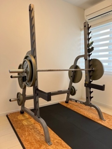 ボディソリッド ハーフラック、Ivanko プレート(115kg分)、STEELFLEXバーベルシャフト セット